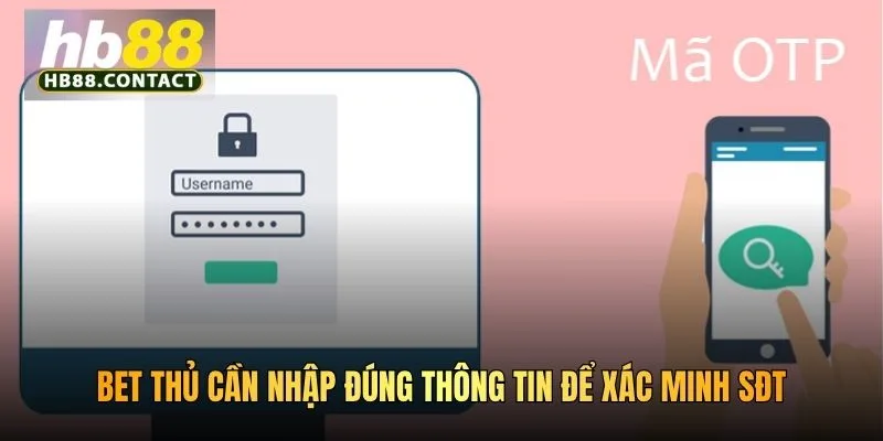 Bet thủ cần nhập đúng thông tin để xác minh SĐT